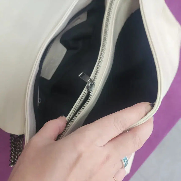 [BUNJANG] Zara Ivory Chain Quilted Shoulder Bag / 자라~아이보리 체인 숄더백 퀼팅 가방