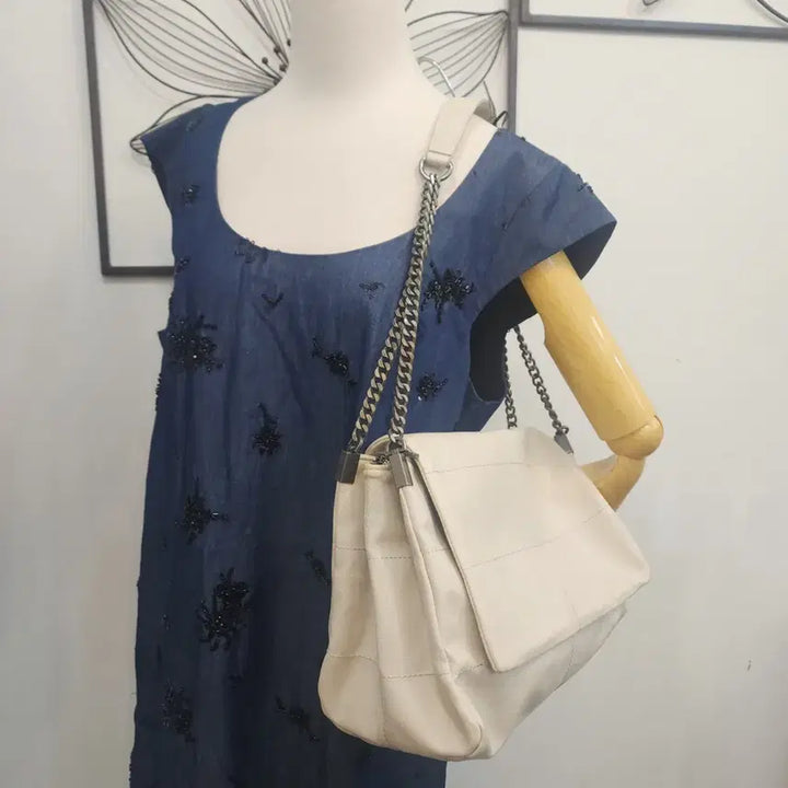 [BUNJANG] Zara Ivory Chain Quilted Shoulder Bag / 자라~아이보리 체인 숄더백 퀼팅 가방