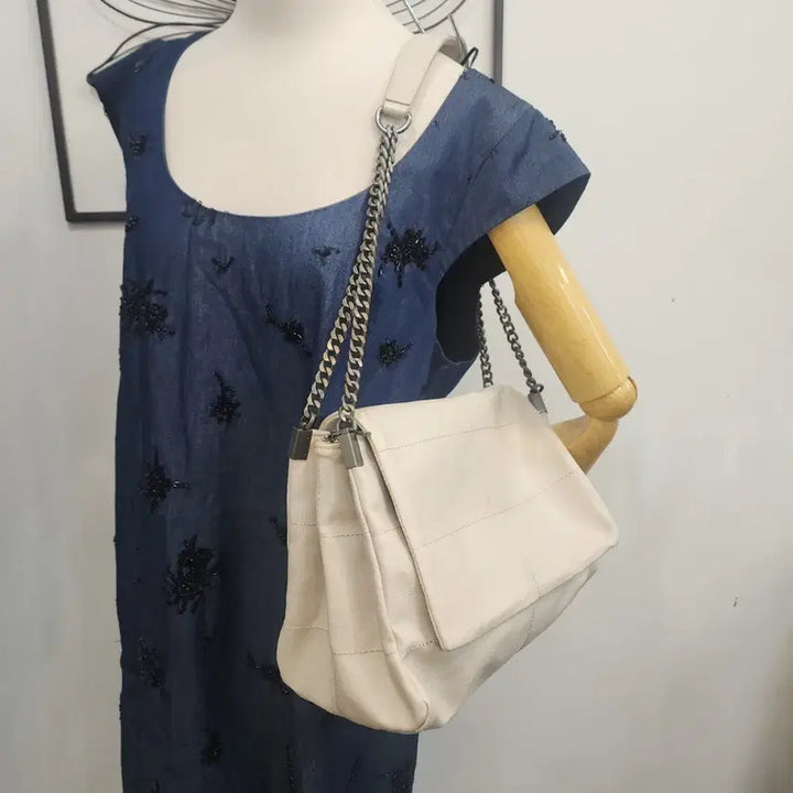 [BUNJANG] Zara Ivory Chain Quilted Shoulder Bag / 자라~아이보리 체인 숄더백 퀼팅 가방