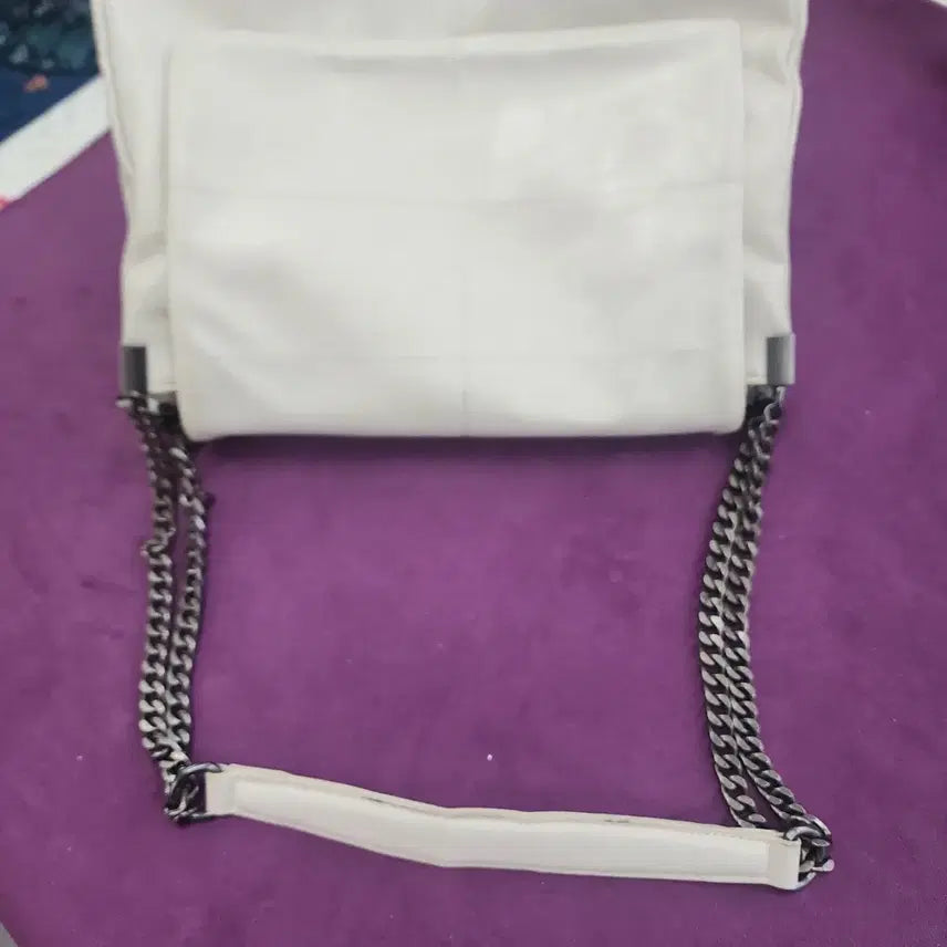[BUNJANG] Zara Ivory Chain Quilted Shoulder Bag / 자라~아이보리 체인 숄더백 퀼팅 가방