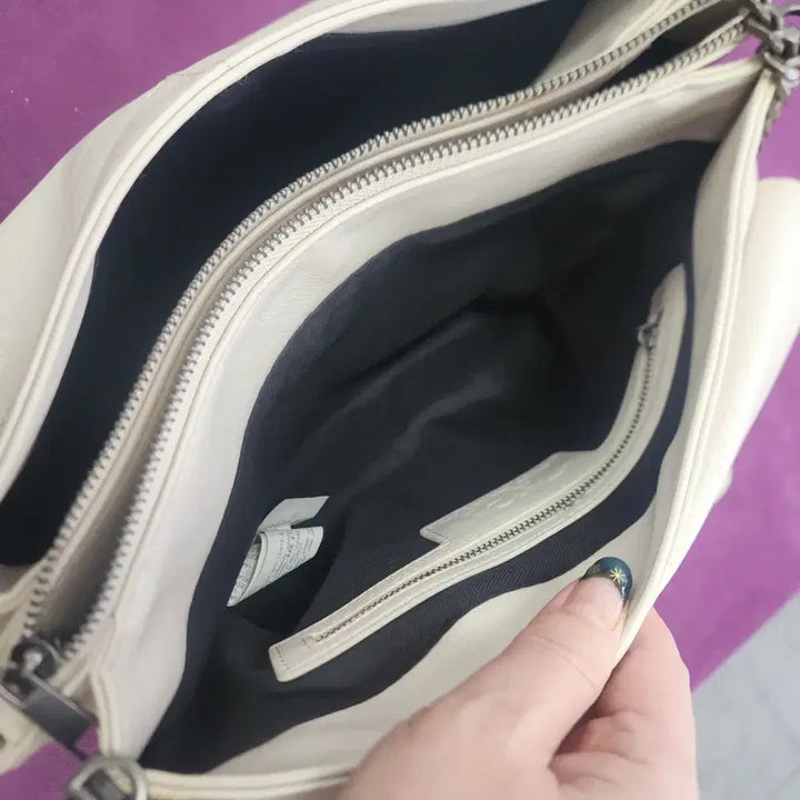 [BUNJANG] Zara Ivory Chain Quilted Shoulder Bag / 자라~아이보리 체인 숄더백 퀼팅 가방
