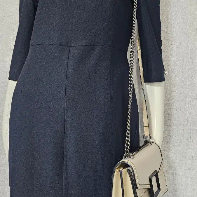 [BUNJANG] Simple Navy Dress - Size Large / 남색 심플한 자크 안감 원피스..택 라지..반품 48 길이 95