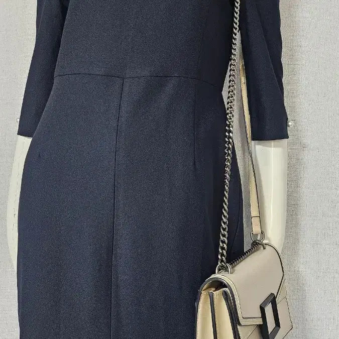 [BUNJANG] Simple Navy Dress - Size Large / 남색 심플한 자크 안감 원피스..택 라지..반품 48 길이 95