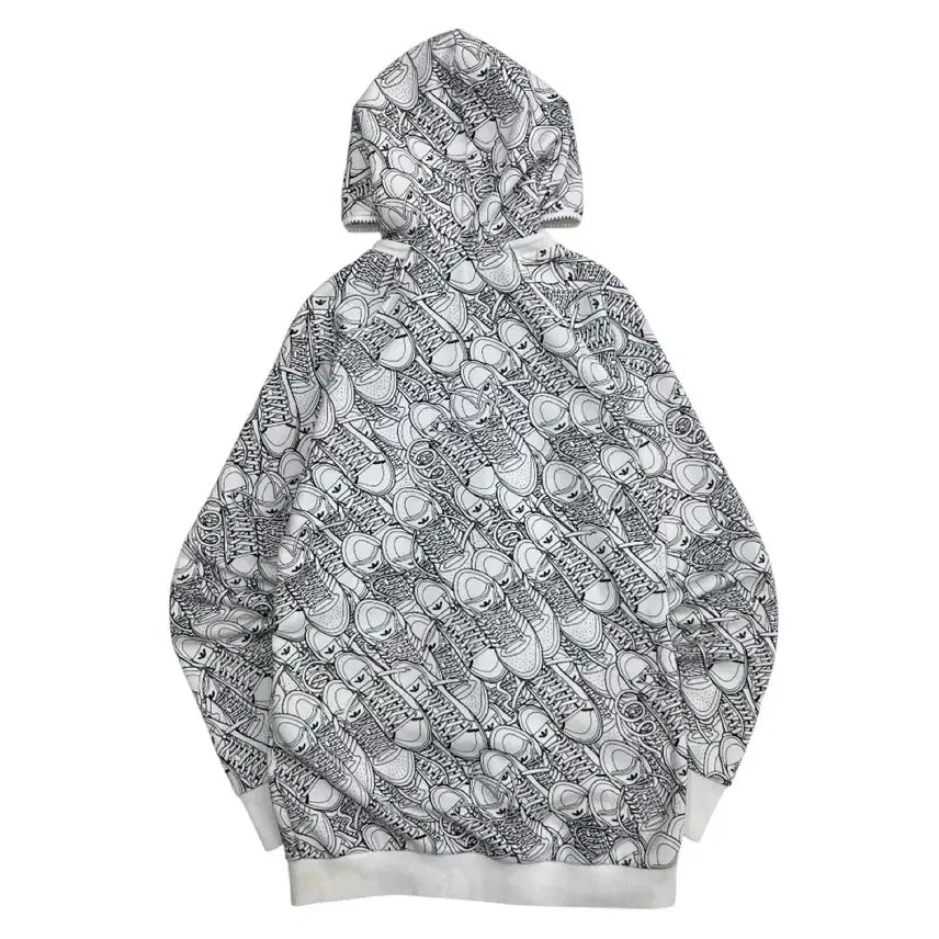 [BUNJANG] Adidas White Hooded Zip-up 95 / 아디다스 슈즈 패턴 프린팅 화이트 후드집업 95