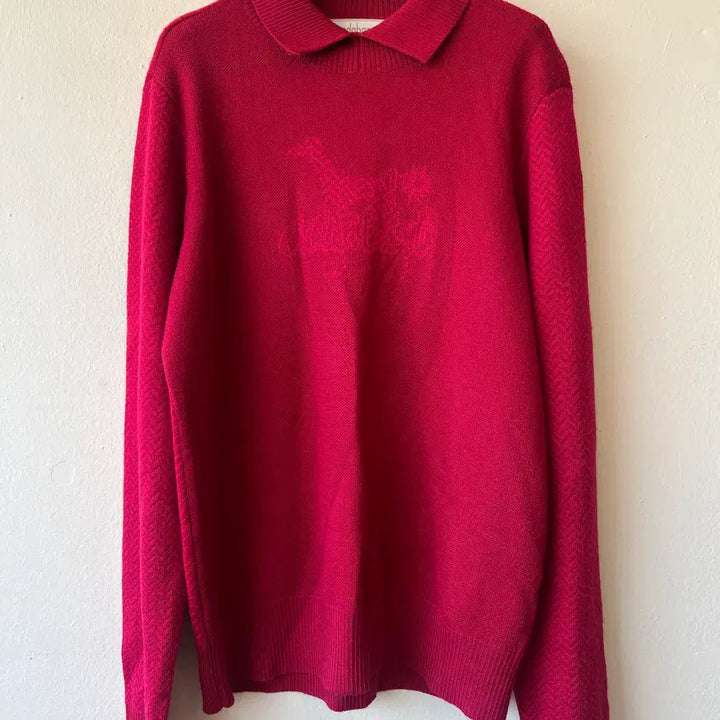 [BUNJANG] Adabat Men's Burgundy Red Golf Knit Sweater 105 / 아다바트 adabat 남성  버건디레드 골프니트 카라울니트 105