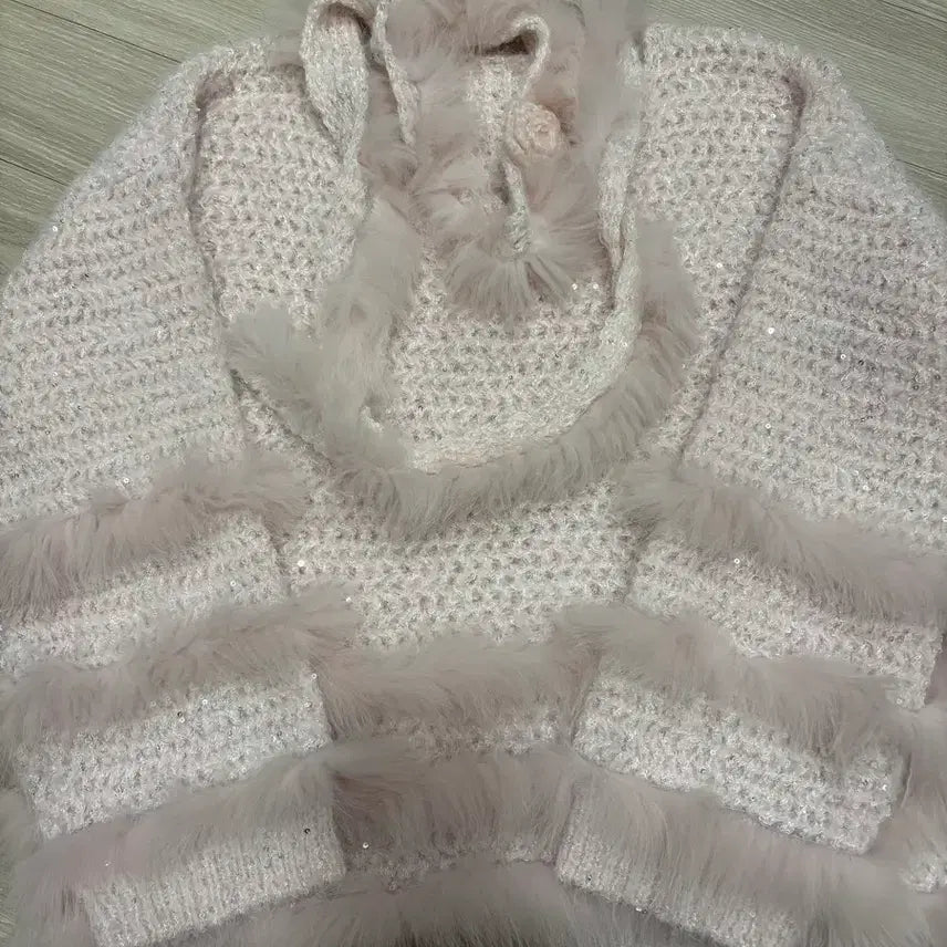 [BUNJANG] Fox Fur Trimmed Muffler Set Knit / 폭스 트리밍 머플러 세트 니트