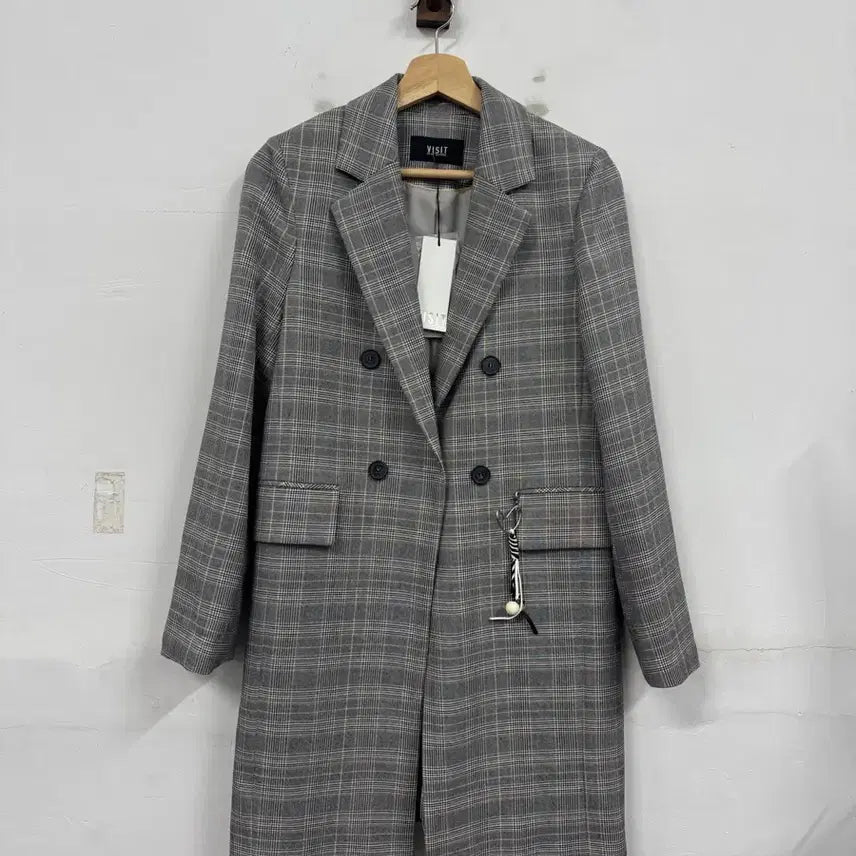 [BUNJANG] Visit in New York Checkered Long Jacket / (55)비지트인뉴욕 체크 롱자켓 택새상품