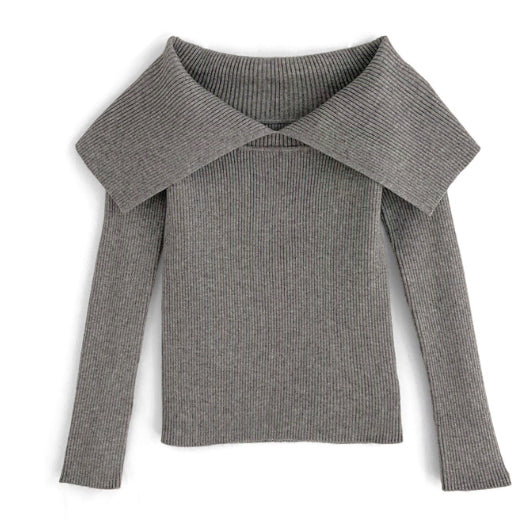 [BUNJANG] GRL Gray Off-Shoulder Knit Sweater / grl 그레이 니트 오프숄더 긴팔 스나계