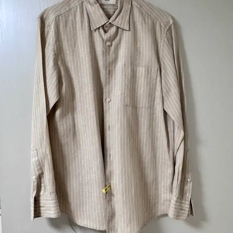 [BUNJANG] Uniqlo Linen Shirt Beige / 유니클로 스트라이프 린넨 셔츠 베이지