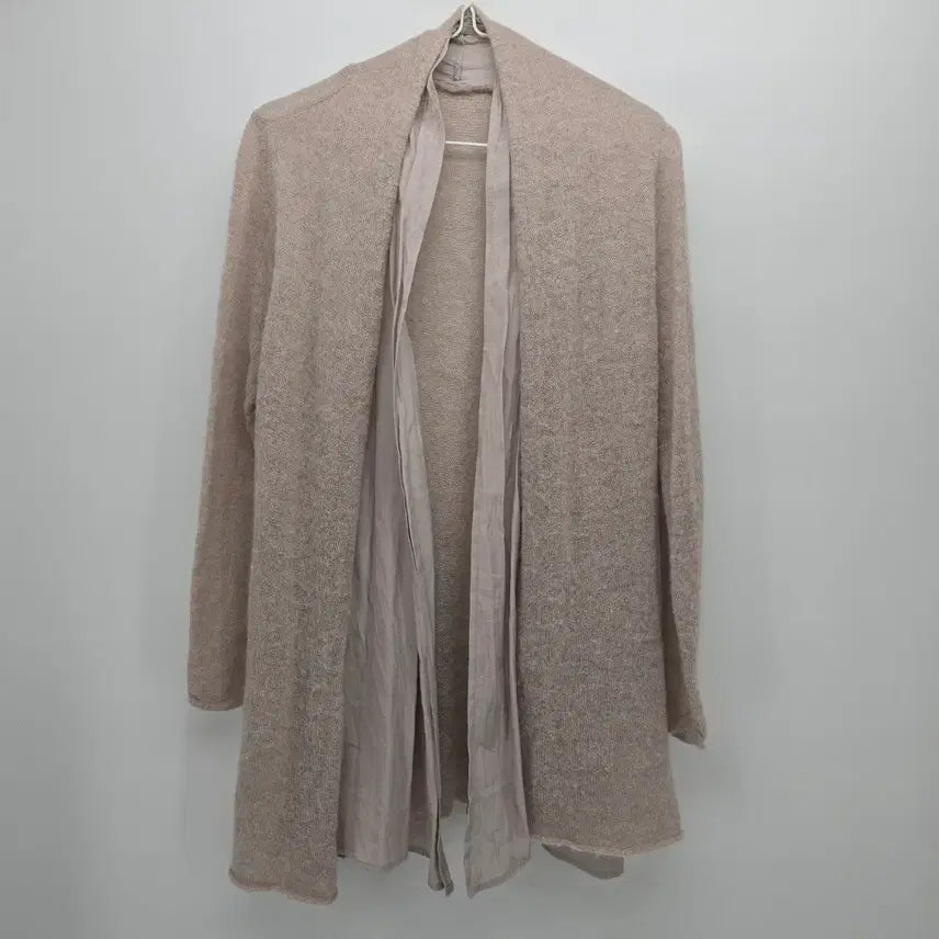 [BUNJANG] Unbranded Beige Knit Long Robe Cardigan / 베이지 니트 롱 로브 가디건