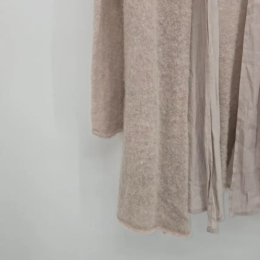 [BUNJANG] Unbranded Beige Knit Long Robe Cardigan / 베이지 니트 롱 로브 가디건