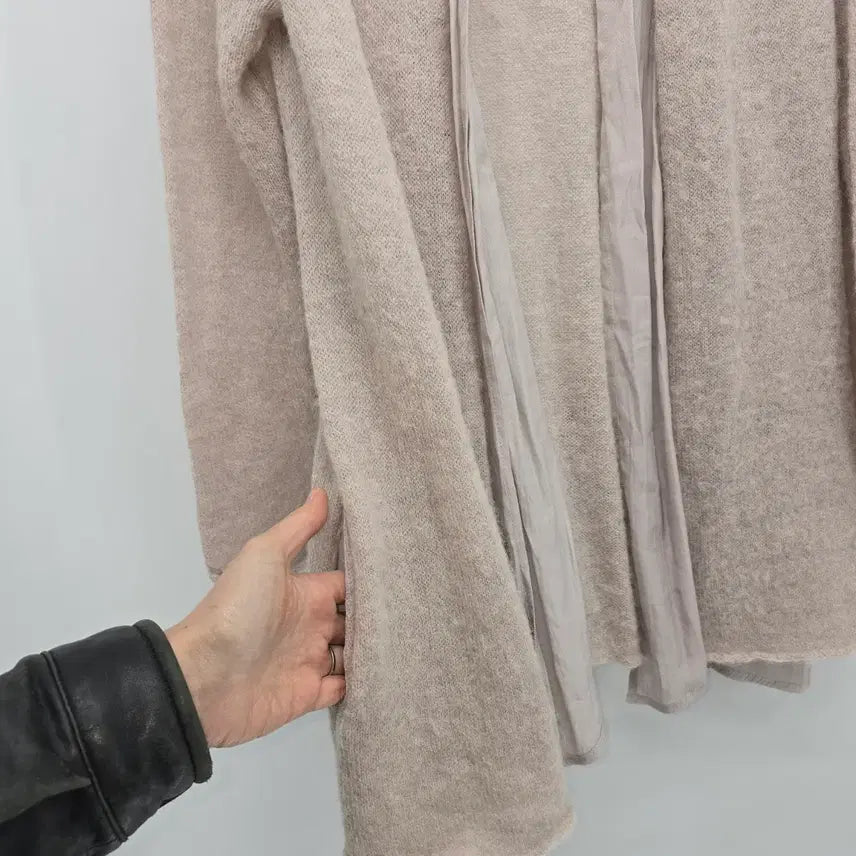 [BUNJANG] Unbranded Beige Knit Long Robe Cardigan / 베이지 니트 롱 로브 가디건