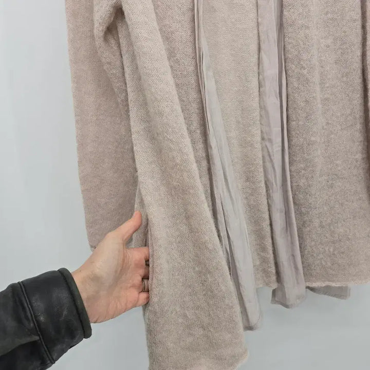 [BUNJANG] Unbranded Beige Knit Long Robe Cardigan / 베이지 니트 롱 로브 가디건