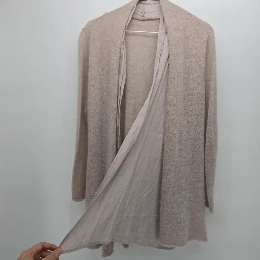 [BUNJANG] Unbranded Beige Knit Long Robe Cardigan / 베이지 니트 롱 로브 가디건