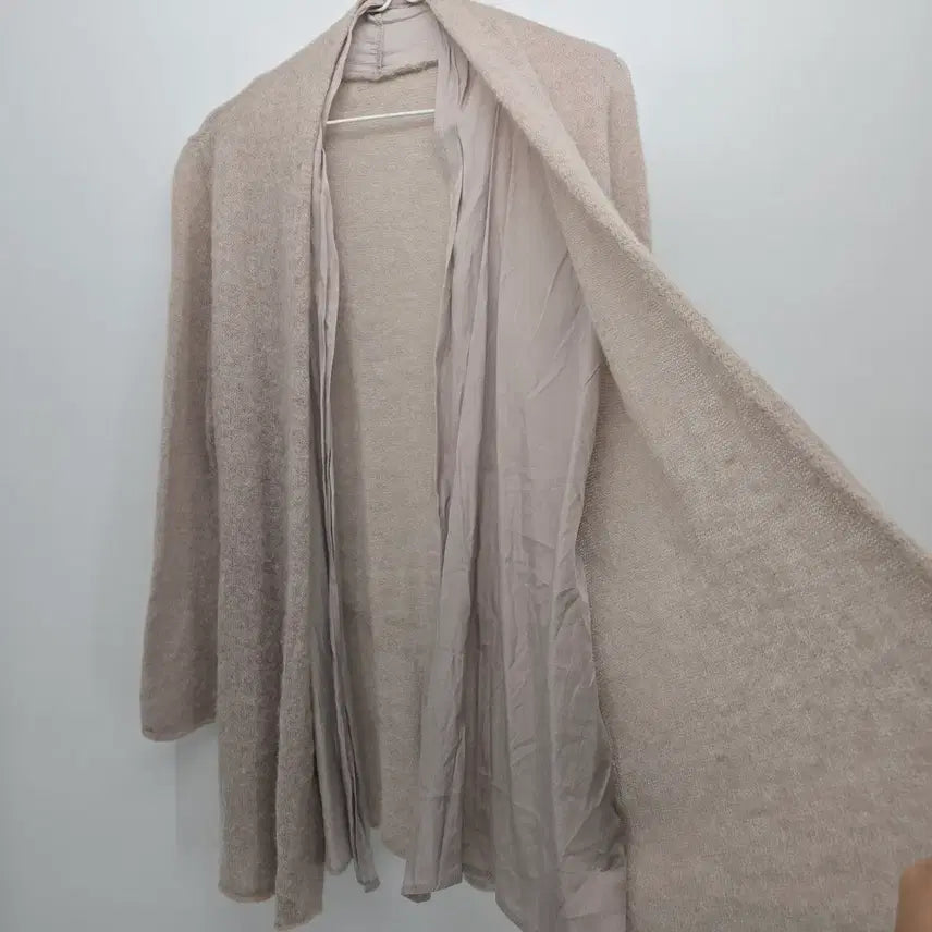 [BUNJANG] Unbranded Beige Knit Long Robe Cardigan / 베이지 니트 롱 로브 가디건