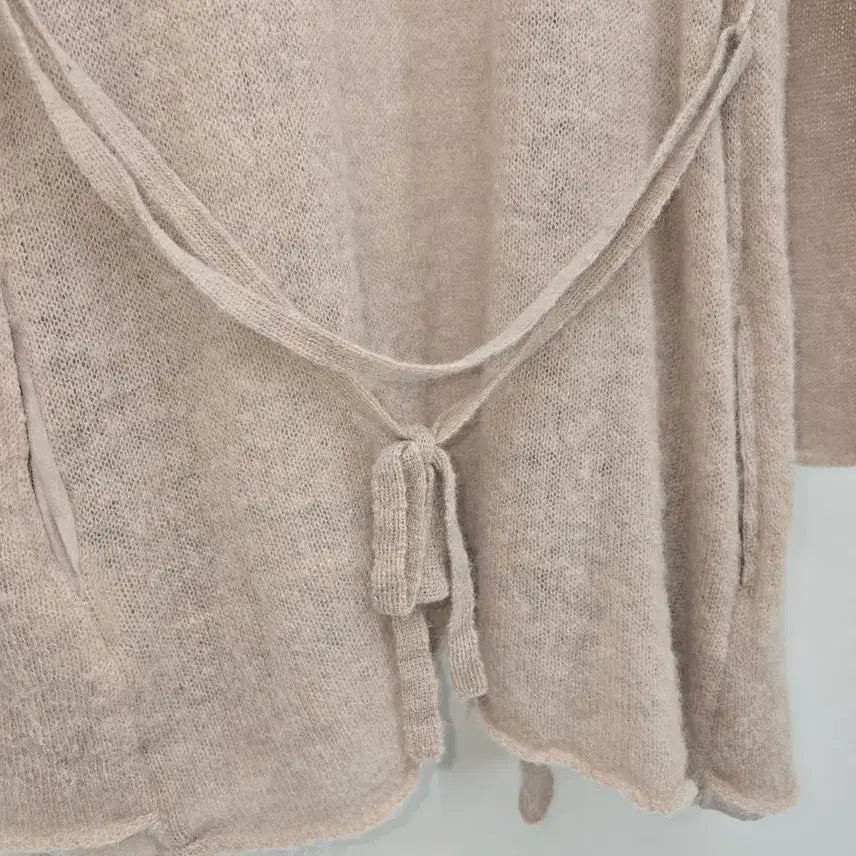 [BUNJANG] Unbranded Beige Knit Long Robe Cardigan / 베이지 니트 롱 로브 가디건
