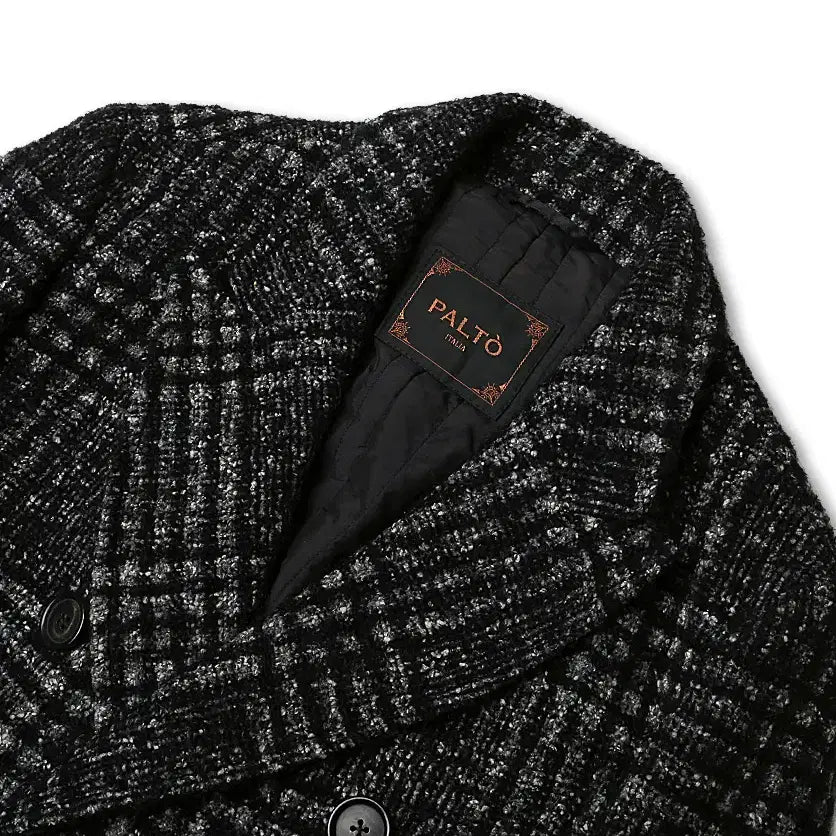 [BUNJANG] Palto Black Check Double Coat / 팔토 [Palto] 이태리 패브릭 럭셔리 블랙 체크 더블 코트 100