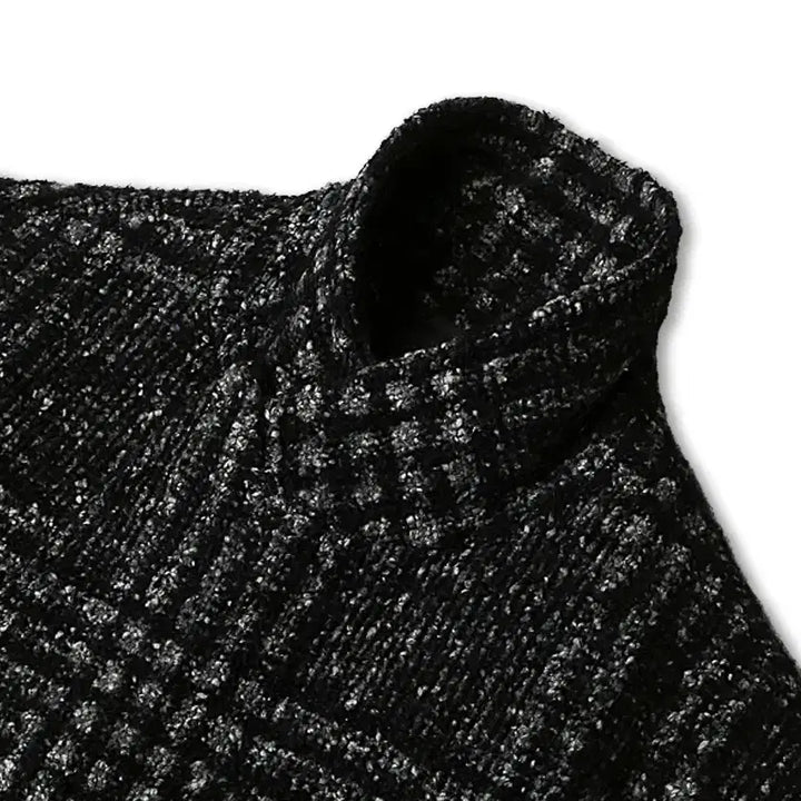 [BUNJANG] Palto Black Check Double Coat / 팔토 [Palto] 이태리 패브릭 럭셔리 블랙 체크 더블 코트 100