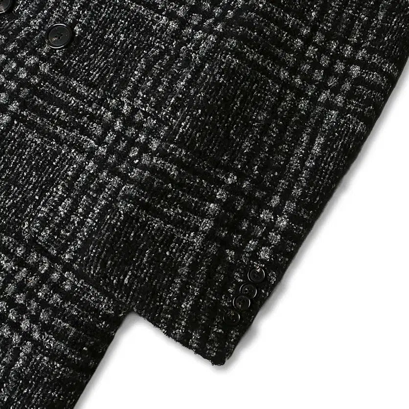 [BUNJANG] Palto Black Check Double Coat / 팔토 [Palto] 이태리 패브릭 럭셔리 블랙 체크 더블 코트 100