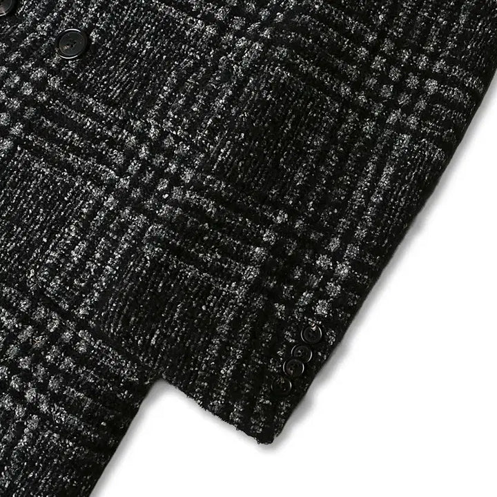 [BUNJANG] Palto Black Check Double Coat / 팔토 [Palto] 이태리 패브릭 럭셔리 블랙 체크 더블 코트 100