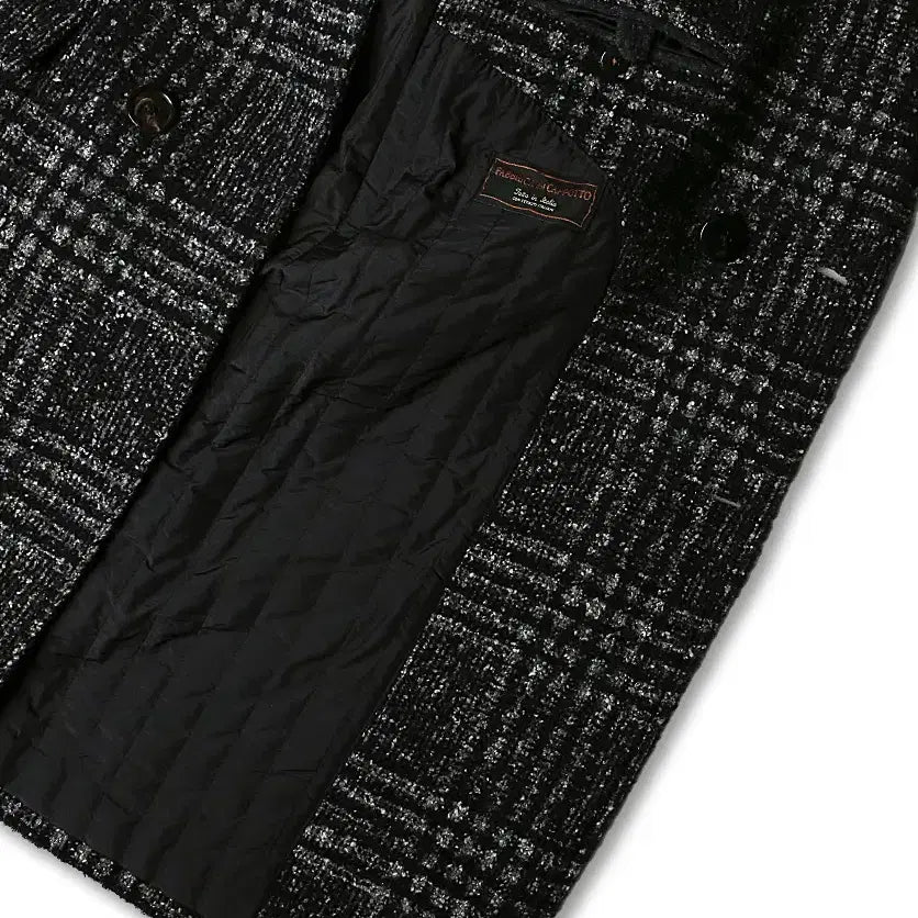 [BUNJANG] Palto Black Check Double Coat / 팔토 [Palto] 이태리 패브릭 럭셔리 블랙 체크 더블 코트 100