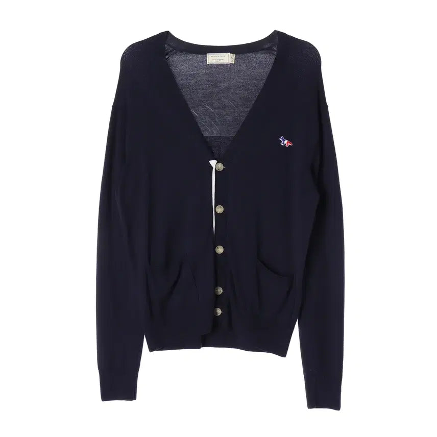 [BUNJANG] Maison Kitsune Tricolor Fox Patch Wool Cardigan / 메종키츠네 트리컬러 폭스 패치 울 100% 가디건