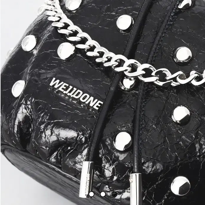 [BUNJANG] WE11DONE Studded Dumpling Bucket Bag - Black / 웰던 WE11DONE 스터드 만두 버킷백 블랙