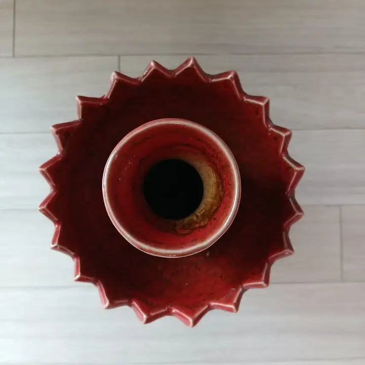 [BUNJANG] Chinese Red Ceramic Candle Holder / 붉은색 도자기 촛대/장식 (중국도자기)