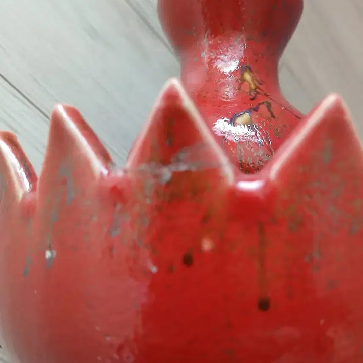 [BUNJANG] Chinese Red Ceramic Candle Holder / 붉은색 도자기 촛대/장식 (중국도자기)