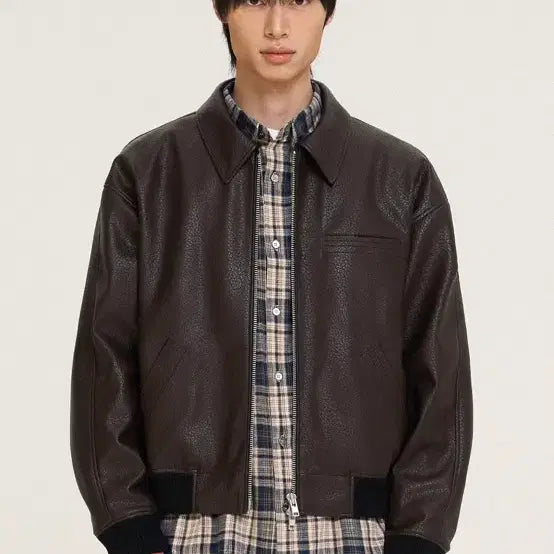 [BUNJANG] Dope Jason Work Leather Blouson Brown M / 도프제이슨 워크 레더 블루종 브라운 M