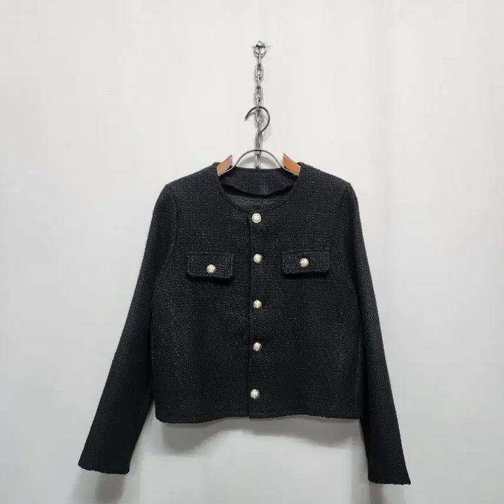 [BUNJANG] Black Tweed Gold Button Jacket / 블랙 트위드 금장 버튼 자켓
