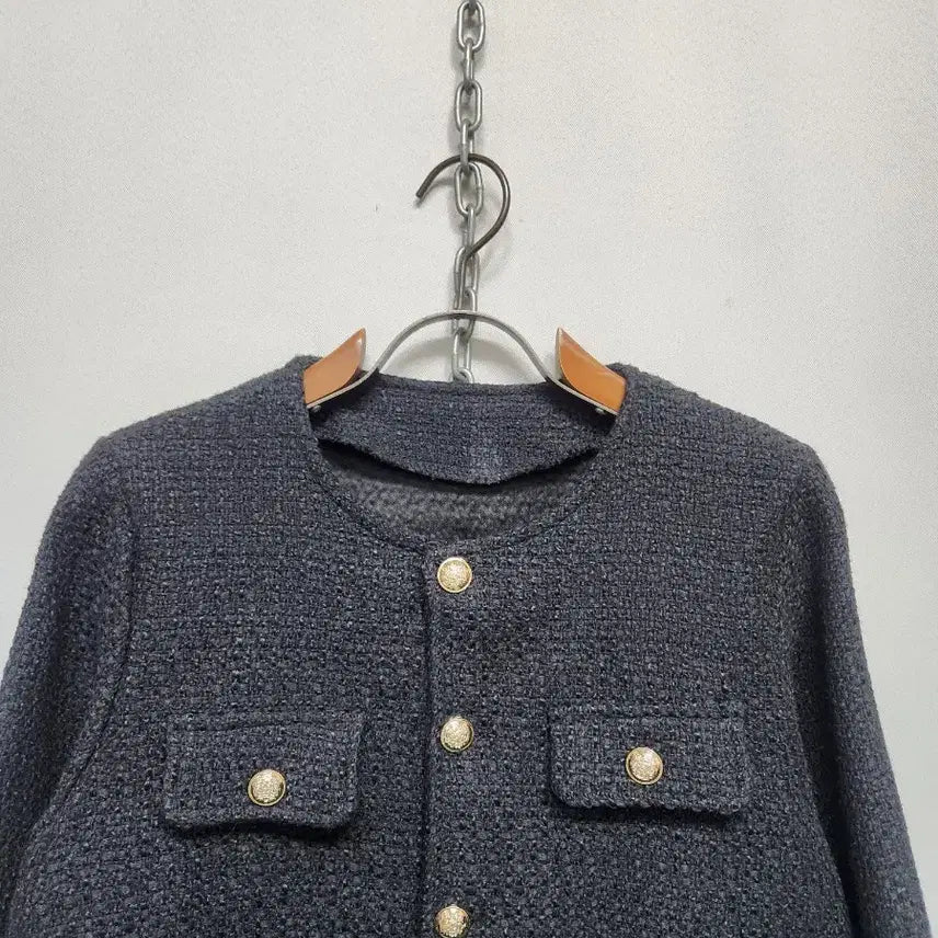 [BUNJANG] Black Tweed Gold Button Jacket / 블랙 트위드 금장 버튼 자켓