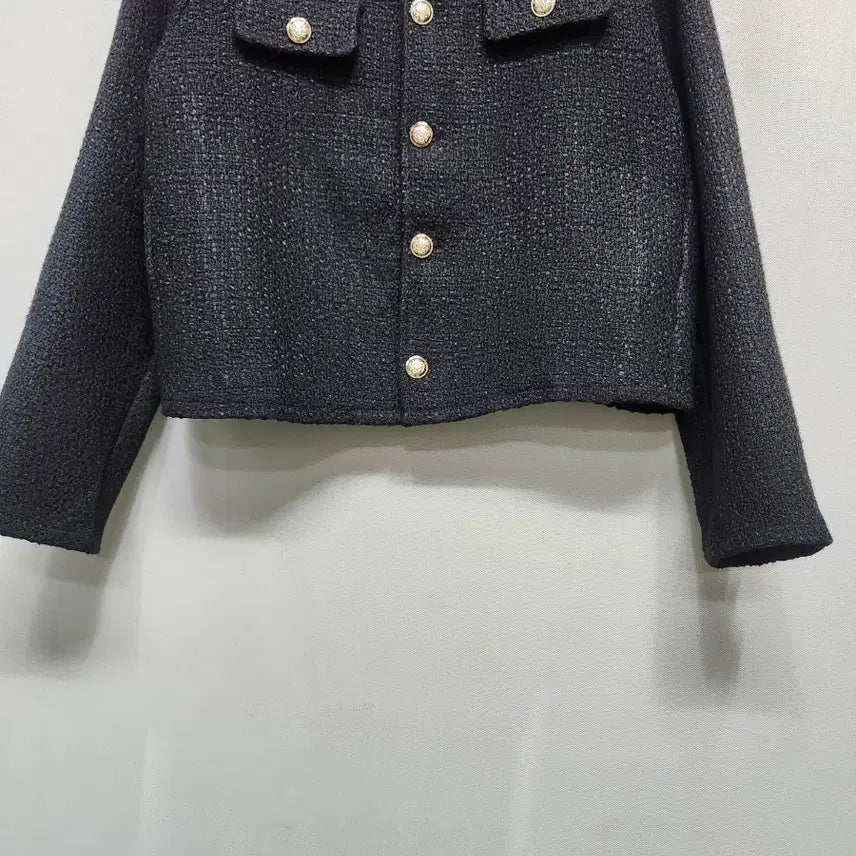 [BUNJANG] Black Tweed Gold Button Jacket / 블랙 트위드 금장 버튼 자켓