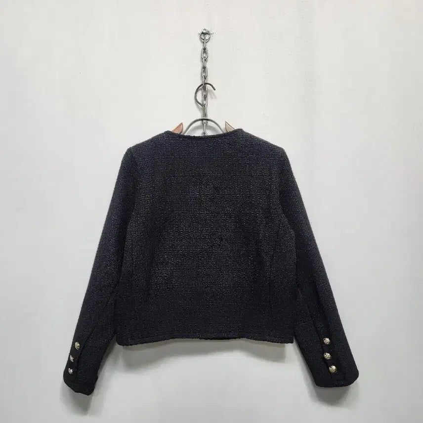 [BUNJANG] Black Tweed Gold Button Jacket / 블랙 트위드 금장 버튼 자켓