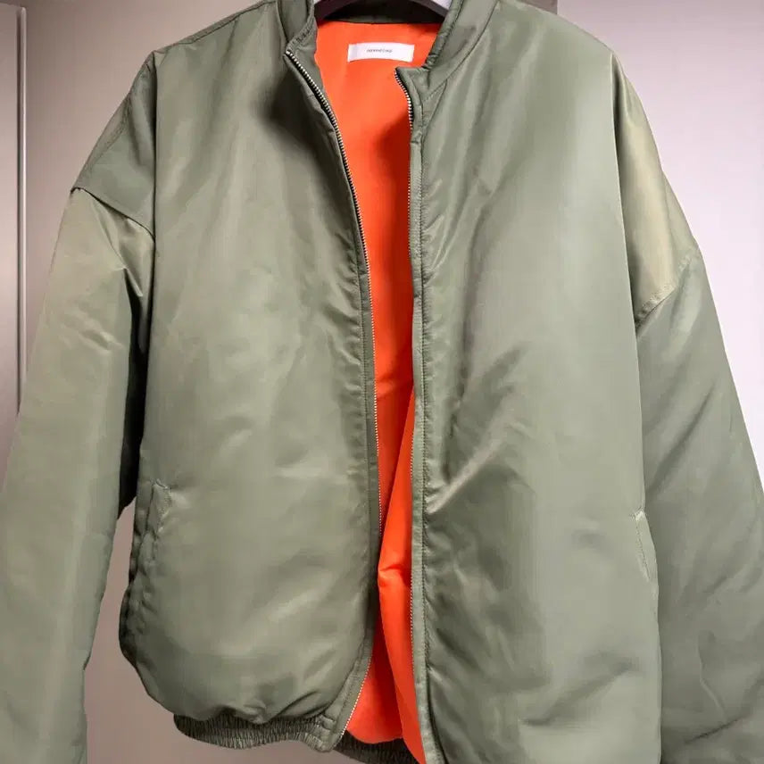 [BUNJANG] F Nonnoed Luster Bomber Jacket / [F] 논노드 러스터 봄버 재패니즈 새틴 카키