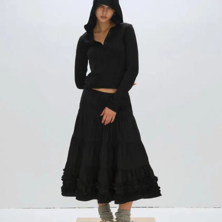 [BUNJANG] Please Project Middle Frill Skirt / 플리즈프로젝트 MIDDLE FRILL SKIRT Black 치마 스커트