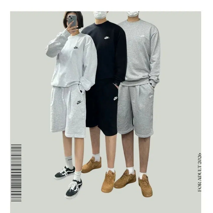 [BUNJANG] Nike Men's Sweatshirt and Shorts Set / 나이키 맨투맨 반바지 세트