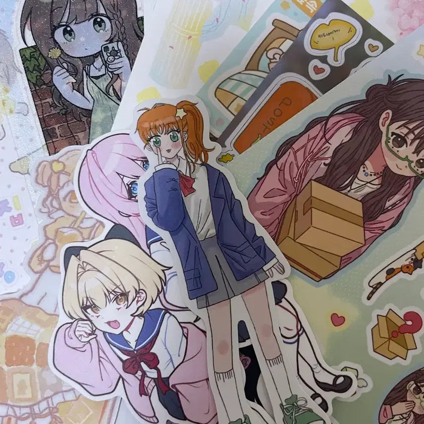 [BUNJANG] Assorted Character Sticker Pack / 인물 캐릭터 씰스티커 + 모조지 , 떡메 다꾸 랜덤팩