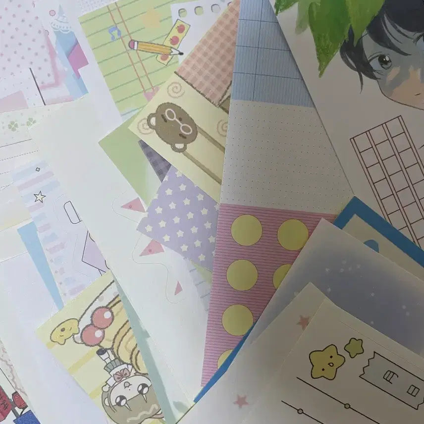 [BUNJANG] Assorted Character Sticker Pack / 인물 캐릭터 씰스티커 + 모조지 , 떡메 다꾸 랜덤팩