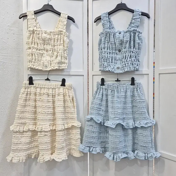 [BUNJANG] LeeSobee Tank Top & Ruffle Mini Skirt Set / 이소비 나시탑&캉캉스커트 셋업