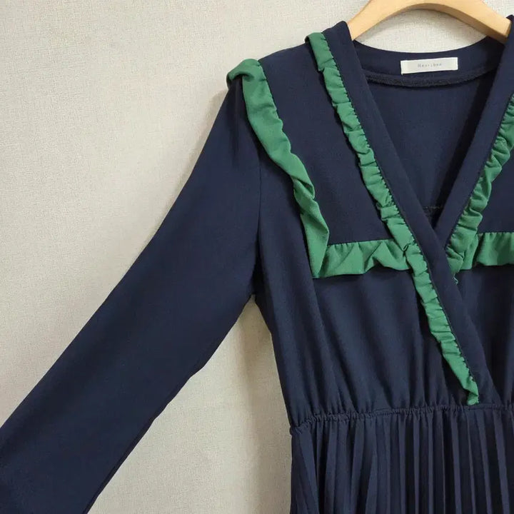 [BUNJANG] Navy Pleated Long Wrap Dress / 여성 네이비 플리츠 롱 랩 원피스 F