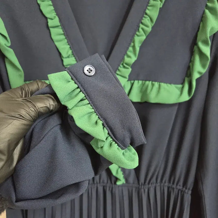 [BUNJANG] Navy Pleated Long Wrap Dress / 여성 네이비 플리츠 롱 랩 원피스 F