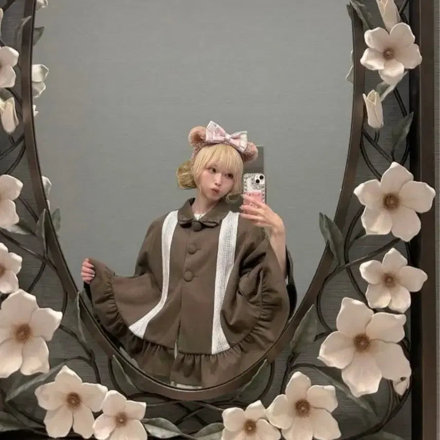 [BUNJANG] Latte Gyaru Cape Coat / 양산형지뢰계 케이프 코트 망토 자켓 라떼갸루