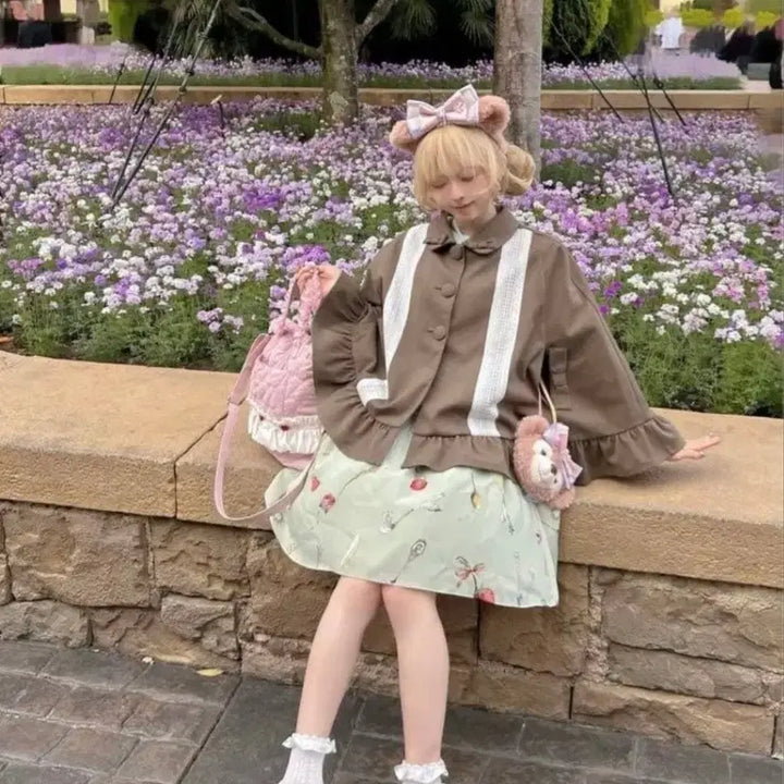 [BUNJANG] Latte Gyaru Cape Coat / 양산형지뢰계 케이프 코트 망토 자켓 라떼갸루