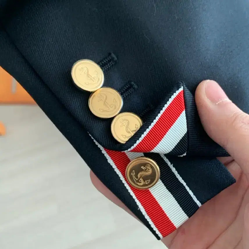 [BUNJANG] Thom Browne Navy Wool Blazer Jacket / (새상품/백화점판/1사이즈) 톰브라운 금장 네이비 울 블레이저 자켓