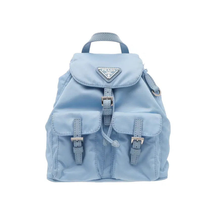 [BUNJANG] Prada Saffiano & Re-Nylon Mini Backpack Sky Blue / 프라다 사피아노 & 리나일론 백팩 미니 스카이블루