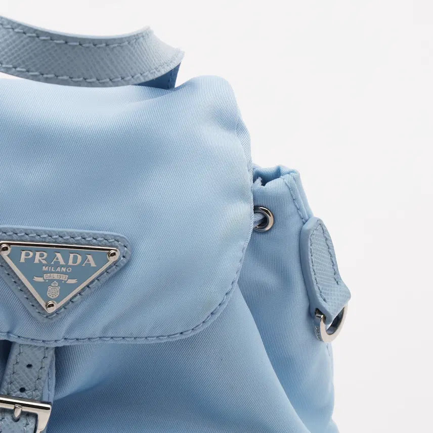[BUNJANG] Prada Saffiano & Re-Nylon Mini Backpack Sky Blue / 프라다 사피아노 & 리나일론 백팩 미니 스카이블루