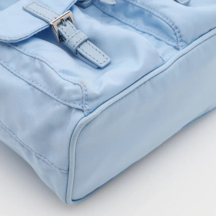 [BUNJANG] Prada Saffiano & Re-Nylon Mini Backpack Sky Blue / 프라다 사피아노 & 리나일론 백팩 미니 스카이블루