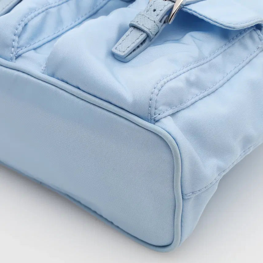 [BUNJANG] Prada Saffiano & Re-Nylon Mini Backpack Sky Blue / 프라다 사피아노 & 리나일론 백팩 미니 스카이블루