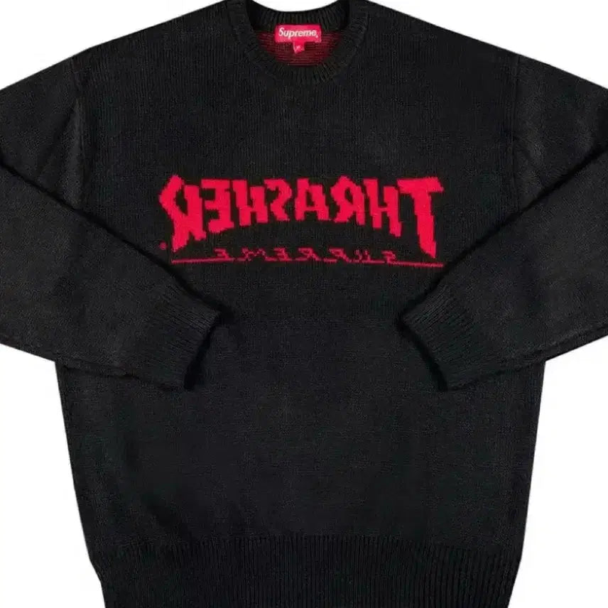 [BUNJANG] Supreme x Thrasher Knit Sweater Black / 슈프림 x 트레셔 니트 블랙